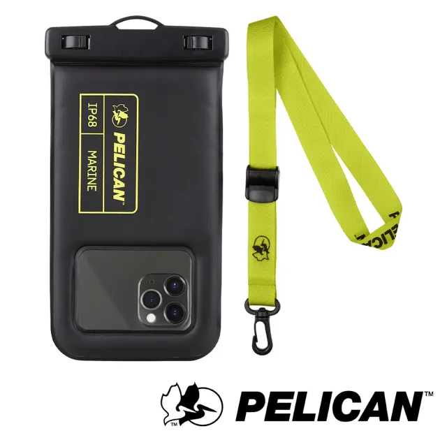【PELICAN】Marine 防水手機袋XL- 黑/霓虹綠色