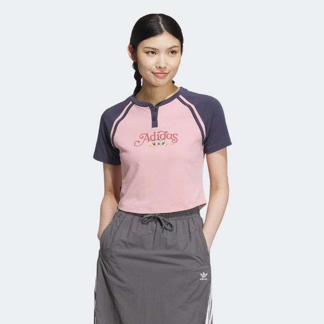 【adidas 愛迪達】短袖上衣 女款 運動 三葉草 HDL GFX T W2 粉 JP1429