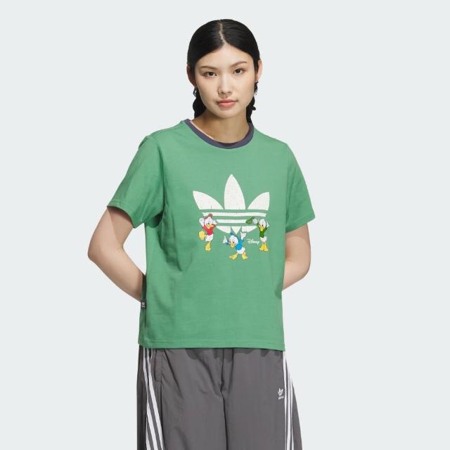 【adidas 愛迪達】短袖上衣 女款 運動 三葉草 HDL GFX T W1 綠 JP1427