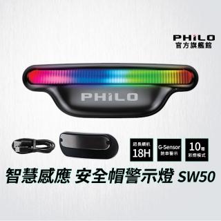 【Philo 飛樂】官方旗艦店 RGB 智慧感應 安全帽警示燈 SW50(磁吸感應燈/智慧警示)