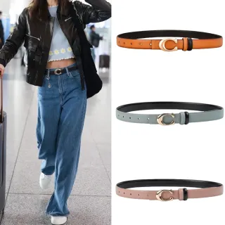 【MoonDy】交換禮物 女腰帶 褲皮帶 韓國腰帶 百搭皮帶 皮帶 腰帶 字母C扣 真皮皮帶 洋裝腰帶 精品皮