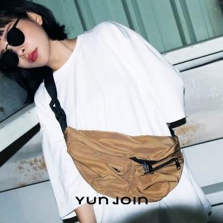 【YUN JOIN】EffoEase 快取雙袋斜跨包(側揹包 大容量 防潑水 可放水瓶 雨傘)