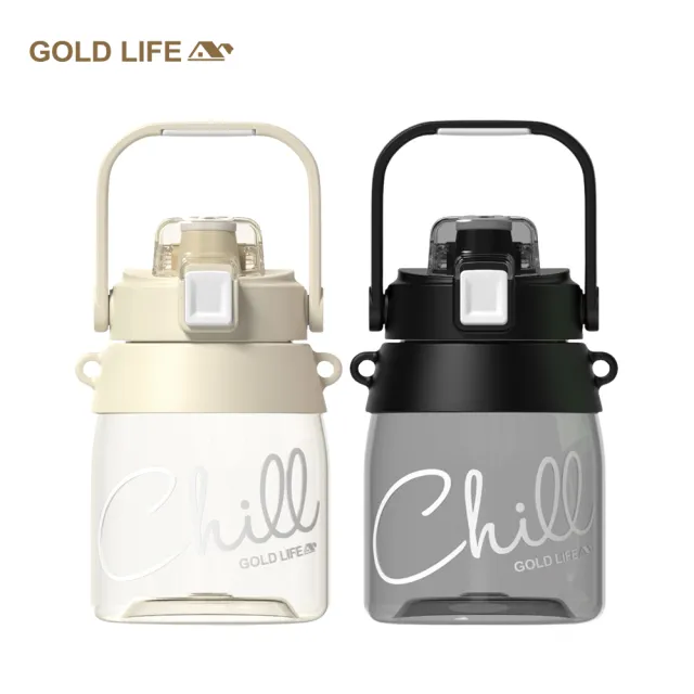 【GOLD LIFE】買一送一 呼乾杯1000ML-2入組(手機架 相伴瓶 Tritan 環保杯)