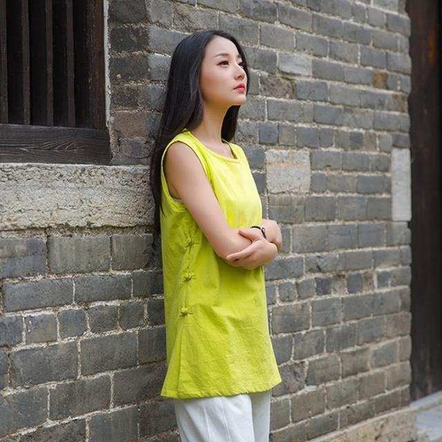 【巴黎精品】現貨+預購 棉麻背心休閒上衣(復古改良禪服盤扣女裝v1bi8)