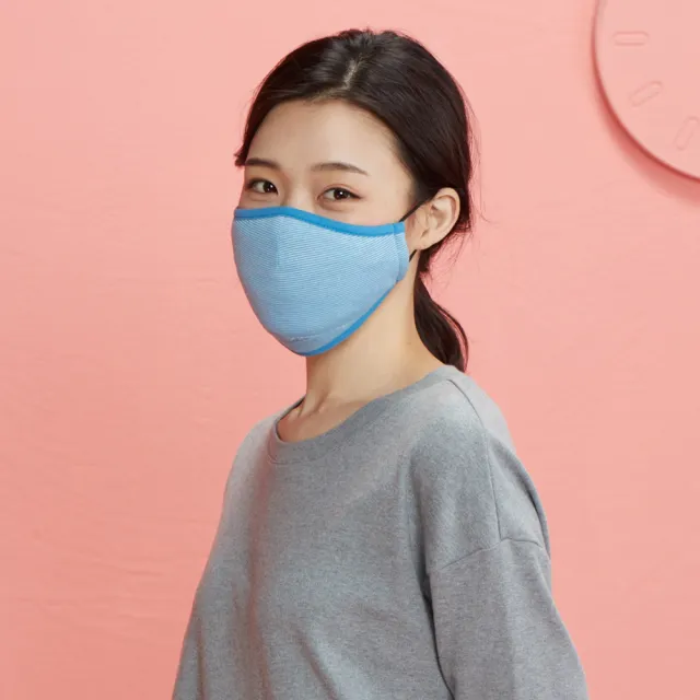 【YVONNE 以旺傢飾】竹纖維抗菌除臭立體棉布口罩_附束口收納袋(碧藍)