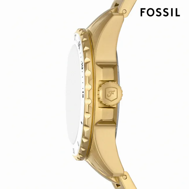 【FOSSIL 官方旗艦館】Fossil Blue Dive 潮流知性晶鑽女錶 金色不鏽鋼鍊帶指針手錶 36MM ES5350