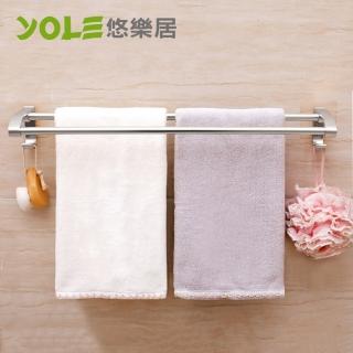 【YOLE 悠樂居】無痕貼太空鋁雙桿毛巾架60cm-1組#1425043(壁掛 免釘 免打孔)