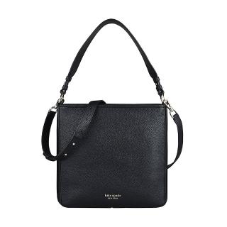 【KATE SPADE】Kate Spade HUDSON HOBO LOGO拉鍊牛皮肩背斜背包(大/黑)