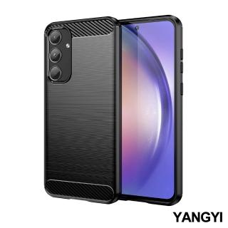 【YANG YI 揚邑】Samsung Galaxy A55 碳纖維拉絲紋軟殼散熱防震抗摔手機殼-黑
