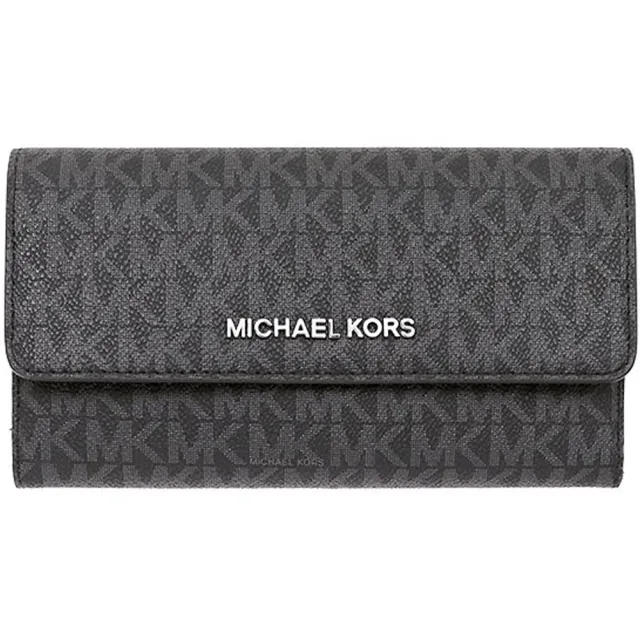 【Michael Kors】防刮皮革/PVC釦式後拉鍊三折中長夾(6色)