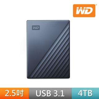 【WD 威騰】My Passport Ultra 4TB Type-C 2.5吋 行動硬碟 藍(WDBFTM0040BBL-WESN)