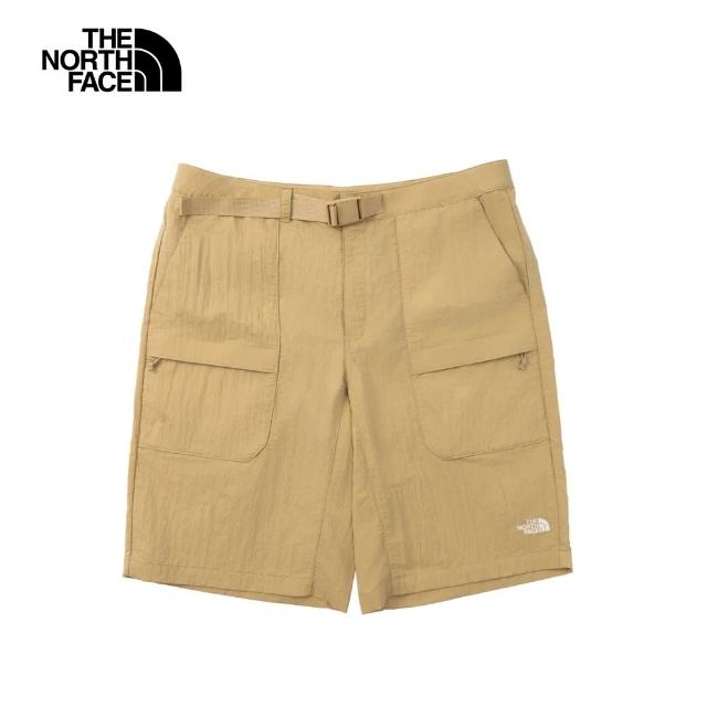 【The North Face 官方旗艦】北面男款卡其色DWR防潑水防曬短褲｜7WD8LK5(抗UV)