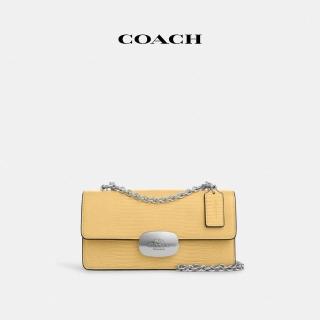 【COACH】蔻馳官方直營 ELIZA翻蓋斜背手袋-SV/乾草色(CR106)