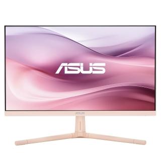 【ASUS 華碩】VU249CFE-P 24型 IPS 100Hz USB-C 護眼螢幕-淡玫瑰(Adaptive-Sync/1ms/低藍光不閃屏)