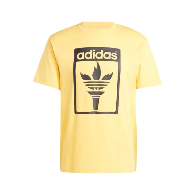 【adidas 愛迪達】短袖 TREFOIL Tee 男款 黃 黑 三葉草 短T 愛迪達(JJ1220)