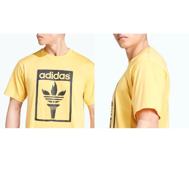 【adidas 愛迪達】短袖 TREFOIL Tee 男款 黃 黑 三葉草 短T 愛迪達(JJ1220)