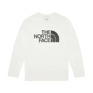 【The North Face 官方旗艦】北面男款白色吸濕排汗品牌LOGO長袖T恤｜8AMJFN4(排汗衫)