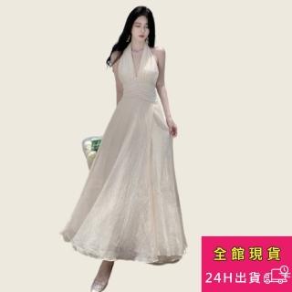 【AS 梨卡】洋裝 連身裙 收腰連身裙 洋裝喜宴 露背連身裙 度假長洋裝 綁帶連身裙 小仙女 C6577