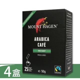 【Mount Hagen】德國進口 公平貿易低咖啡因即溶咖啡粉4入組(2g x 25 x 4入)