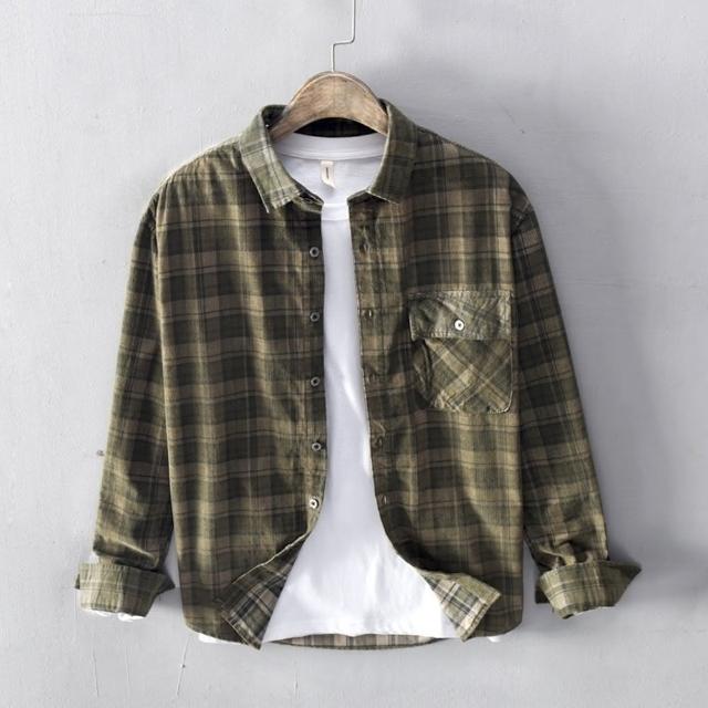 【巴黎精品】現貨+預購 襯衫長袖上衣(休閒燈芯絨加厚保暖男裝a1et44)