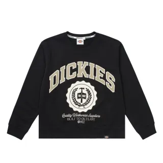 【Dickies】女款黑色胸前大尺寸印花舒適柔軟長袖休閒大學T｜DK0A868PBLK