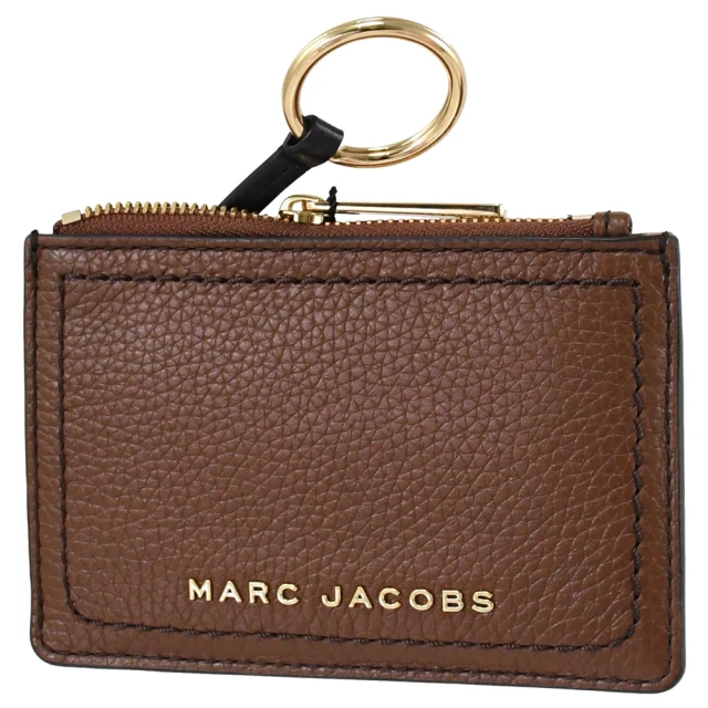 MARC JACOBS 馬克賈伯 金屬LOGO信用卡證件鑰匙圈零錢包(咖)