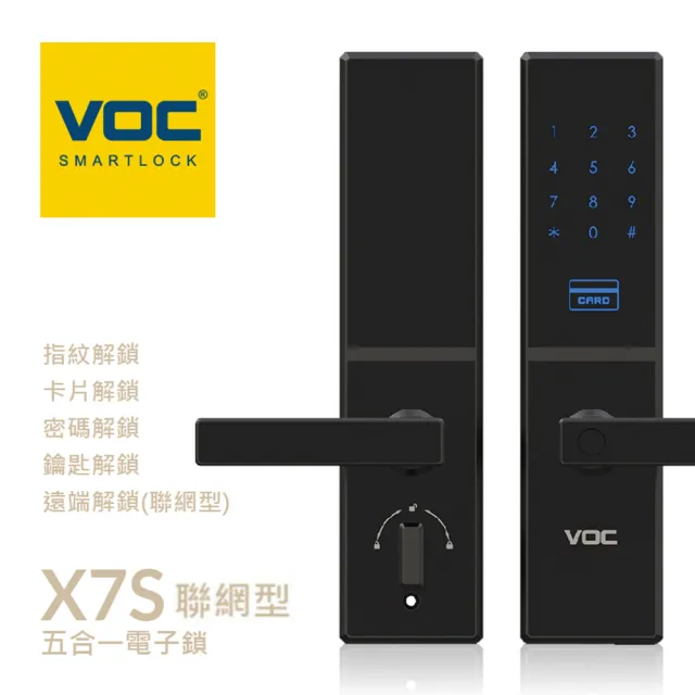 VOC】X7S 聯網型五合一把手式電子鎖(遠端手機開門│指紋│卡片│密碼