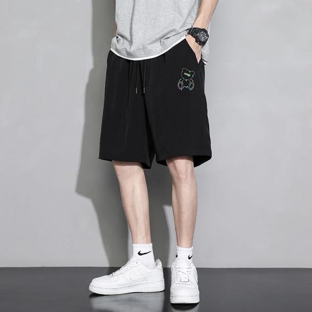 【巴黎精品】現貨+預購 運動褲休閒短褲(冰絲鐳射小熊透氣男褲子5色v1bj36)