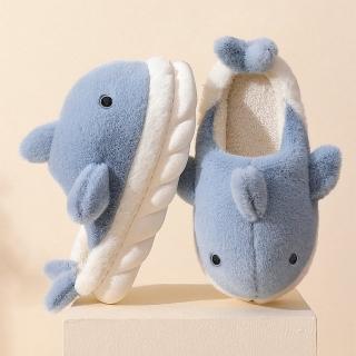【Amoscova】和事現貨 拖鞋 保暖拖鞋 鯊魚毛拖 可愛造型毛拖 保暖情侶拖鞋 秋冬室內拖(1676)