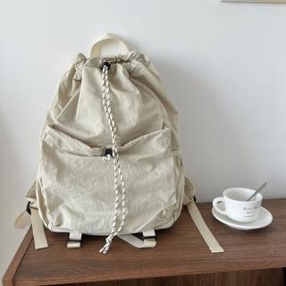 【巴黎精品】現貨+預購 後揹包尼龍雙肩包(原宿風束口大容量簡約男女包包2色a1fp4)