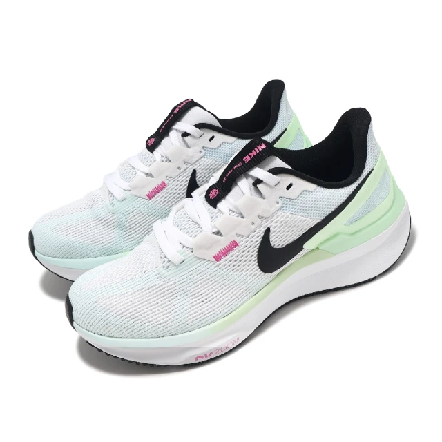 NIKE 耐吉 慢跑鞋 Wmns Air Zoom Structure 25 女鞋 白 綠 緩震 氣墊 運動鞋(DJ7884-105)