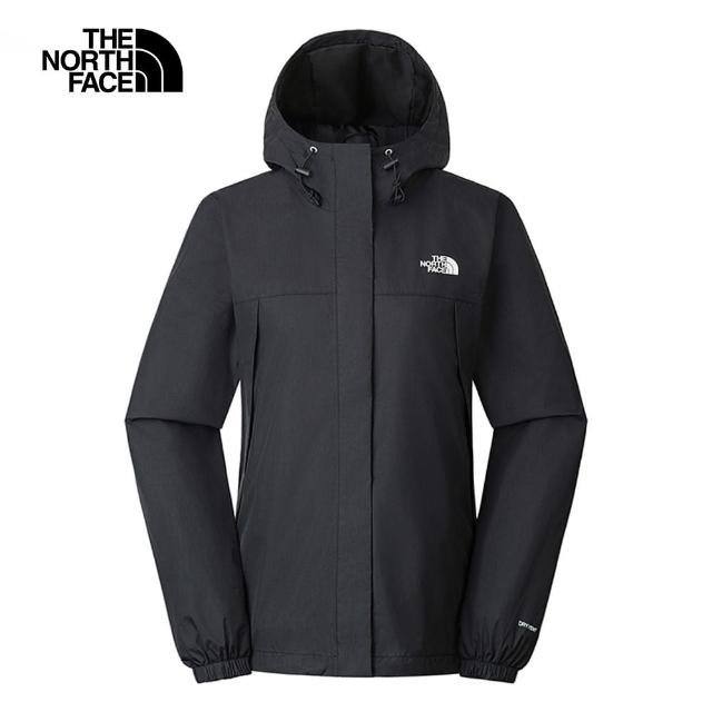 【The North Face 官方旗艦】北面女款黑色DryVent防水透氣連帽衝鋒衣｜5K2X4H0(外套)