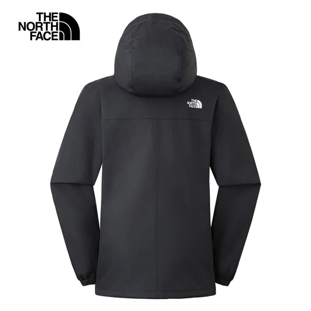 【The North Face 官方旗艦】北面女款黑色防水透氣連帽衝鋒衣｜5K2X4H0(外套)