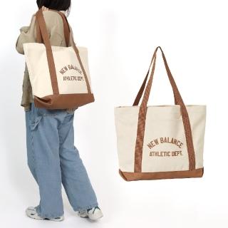 【NEW BALANCE】托特包 Classic Canvas Tote 米白 橘 大容量 棉質 單一夾層 手提包 NB(LAB23110WUT)