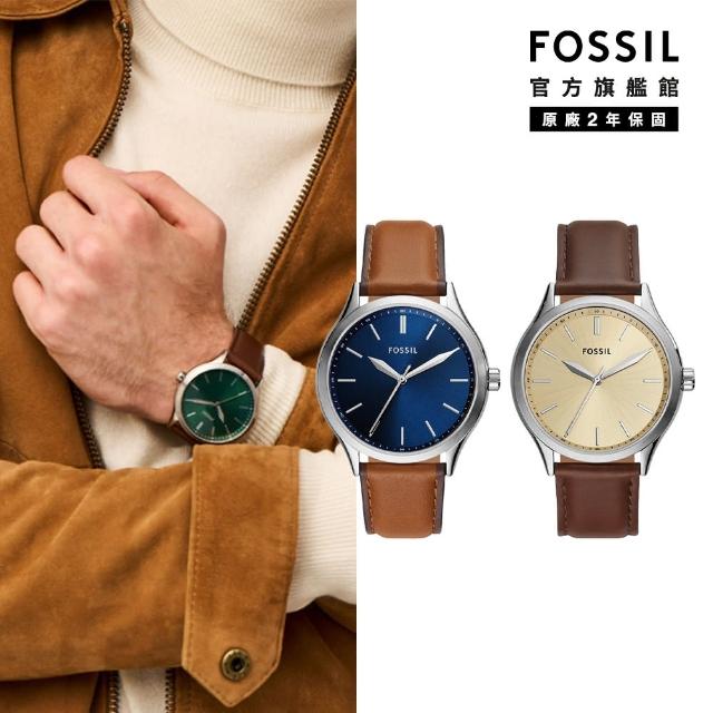 【FOSSIL 官方旗艦館】Fenmore系列 清新雅仕皮革錶帶指針手錶 44MM(多色可選)