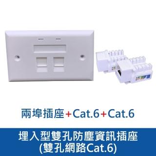 【臺灣霓虹】埋入型雙孔防塵資訊插座-雙孔網路Cat.6
