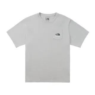 【The North Face 官方旗艦】北面男女款灰色胸前LOGO口袋短袖T恤｜88G4A0M(上衣/LOGO)