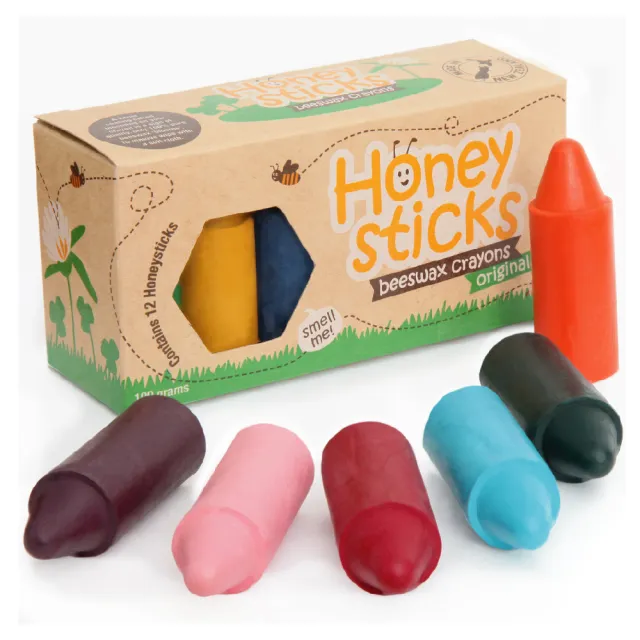 【HONEY STICKS】紐西蘭純天然蜂蠟無毒蠟筆(12色矮胖型＋7色浴室可水洗型)