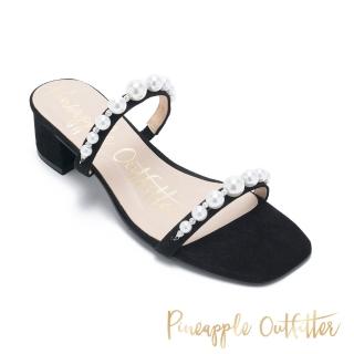 【Pineapple Outfitter】RANIT 質感珍珠雙帶低跟拖鞋(鏡粉)