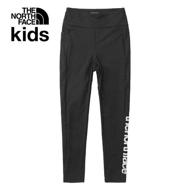 【The North Face 官方旗艦】北面兒童黑色UPF防曬舒適彈力褲腰緊身褲｜86XVJK3(抗UV)
