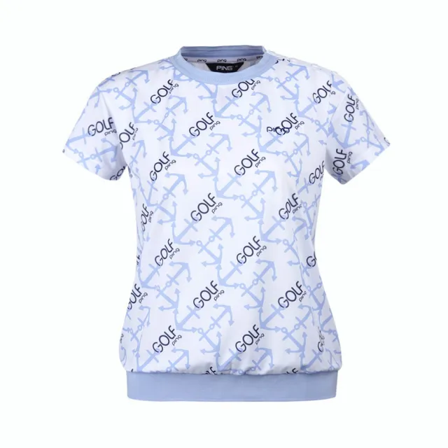 【PING】女款GOLF海錨昇華短袖圓領上衣-藍(吸濕排汗/抗UV/高爾夫球衫/RA24130-53)