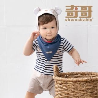 【奇哥】Chic a Bon 嬰幼童裝 熊熊造型短袖兔裝/連身衣-附雙面領巾(6-18個月)