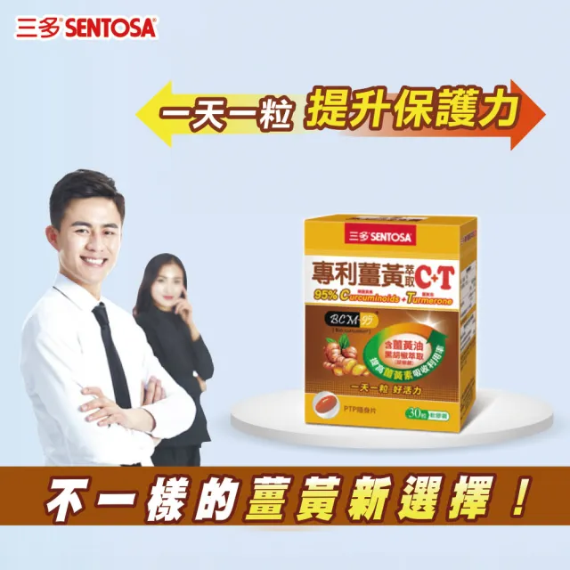 【SENTOSA 三多】專利薑黃萃取C+T軟膠囊(30粒/盒)