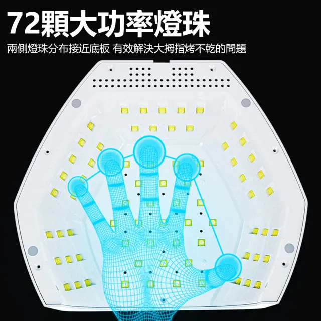 【Nil】298W 72顆LED燈珠美甲燈 UV指甲油膠烤燈速乾光療機 紅外線感應美甲機