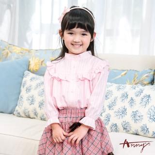 【ANNY’S 安妮公主】童裝 立體荷葉邊造型秋冬款純棉長袖襯衫(2276粉紅)