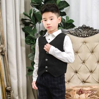 【ANNY’S 安妮公主】童裝 1989單口袋黑排釦秋冬款純棉長袖男襯衫(2480白色)