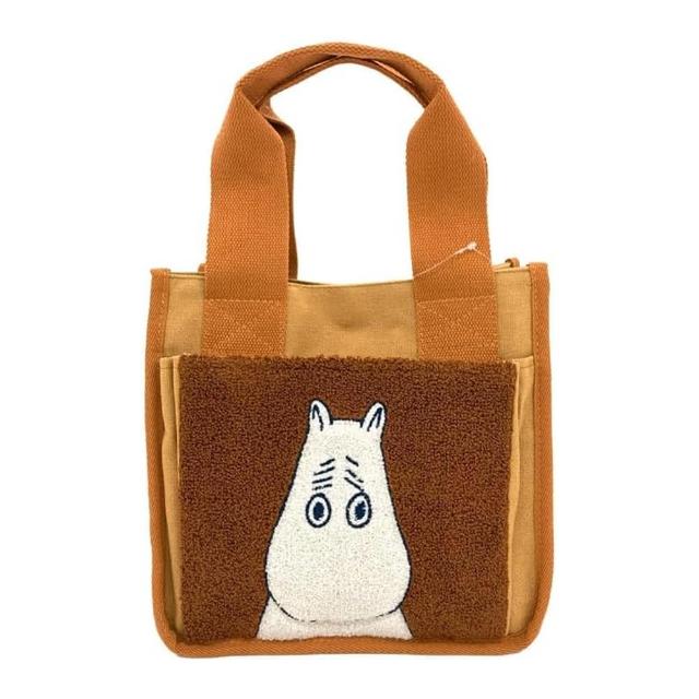 【Marushin 丸真】Moomin 嚕嚕米 刺繡風迷你提袋 嚕嚕米 棕