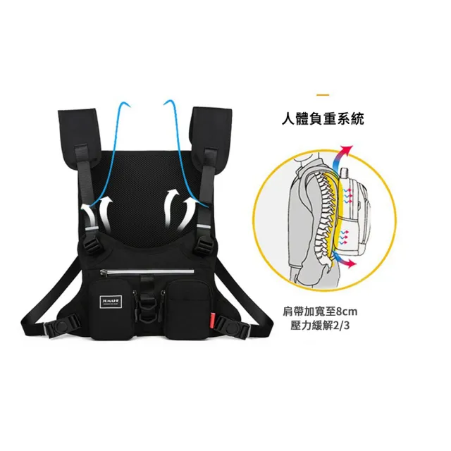 【MUAN】機能工裝馬甲包 跑步胸包 反光條設計背包 雙肩包