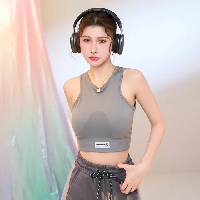 【MAJOR MADE】歐美感修身削肩彈力背心(Bra top/背心/瑜珈)