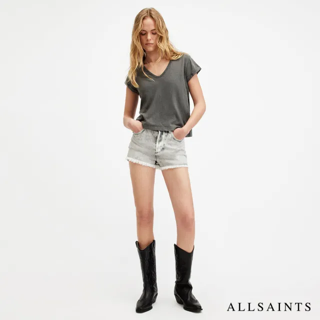 【ALLSAINTS】ANNA 柔軟純棉V領短袖T恤-灰 W101JA(修身版型)